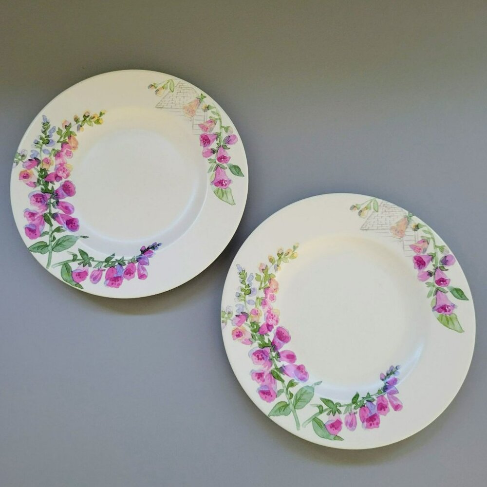 Vintage Pfaltzgraff Cape May Salad Plate Set, Light Purple Floral c.1990s USA